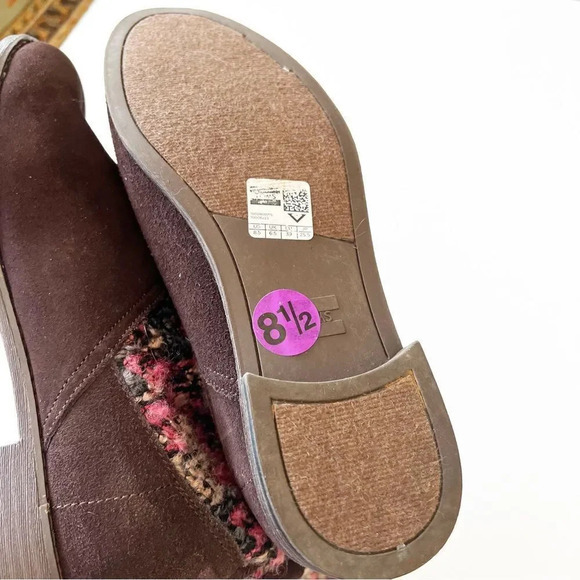 Toms Serra Sweater Boot Slouchy Size 8.5 Brown Suede Chunky Knit‎ Pink Lodgecore - Picture 3 of 10